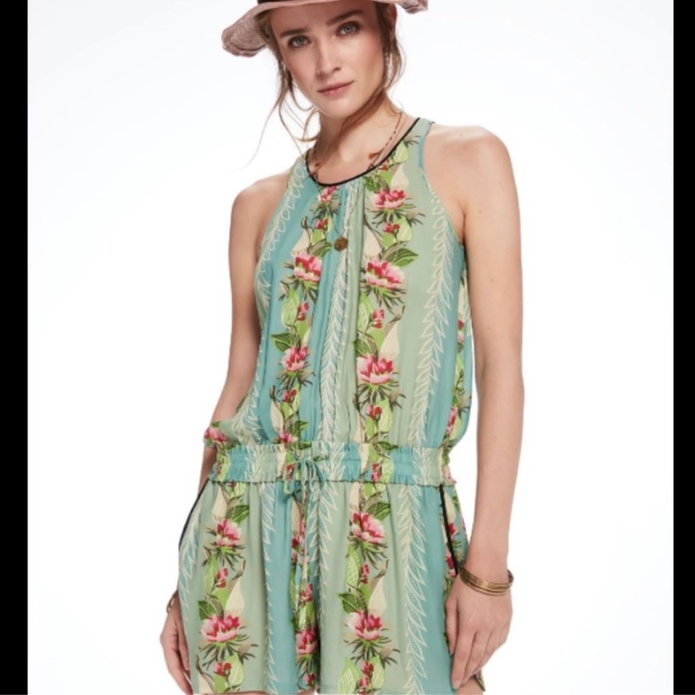 Scotch & Soda Floral Jumpsuit in Green and Pink Size S